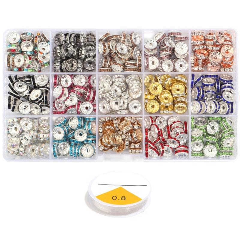 Rhinestones Rondelle Spacer Beads Delicate Rondelle Beads with Sparkling Crystals for Elegant Jewelry Creations