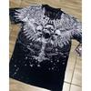 T-shirt d'été pour homme, mode européenne et américaine, respirant et confortable, col rond, imprimé aile et croix, haut d'extérieur