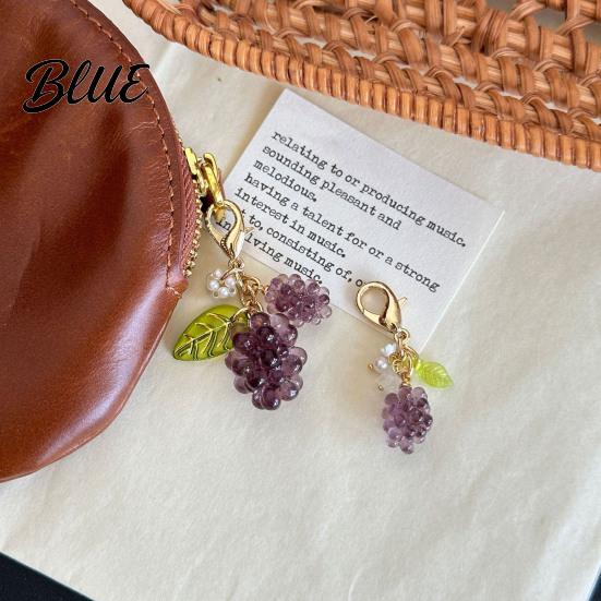 Decorative Keyring Charm Keychain Pendant Grape Bunch Shape Purse Pencil