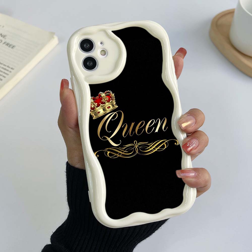 

Чехлы для телефонов iPhone 11, 12, 13, 14, 15 Pro Max 7, 8 Plus Infinix Hot 40 Realme C55 C35 OPPO A17 A30 King Queen, эксклюзивный мягкий чехол с кремовым узором OPPO Reno 7 LITE