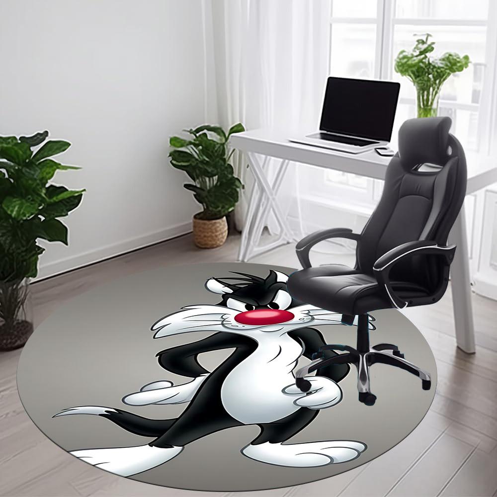 

1PC Looney Tunes Office Round Area Rug, Indoor Mat Suitable For Office, Under Office Chairs Bedroom Living Room Home Decor, Room Deco1100 80cm by 80cm