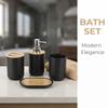 4-Piece Bathroom Accessory Set Plastic Bamboo Bathroom Supplies Set  Washroom Bathroom Counter