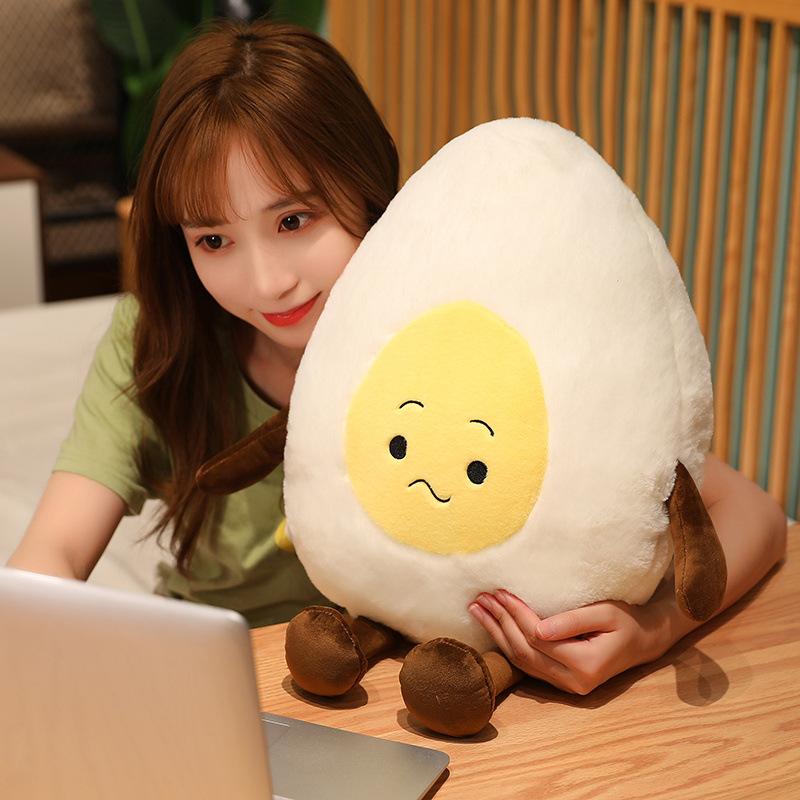 Ungiftige 38cm Kinder Spielzeugpuppe Niedliche Gekochte Ei Puppe Plüsch Heilende Spiegelei Weiches Plüschkissen Ornament