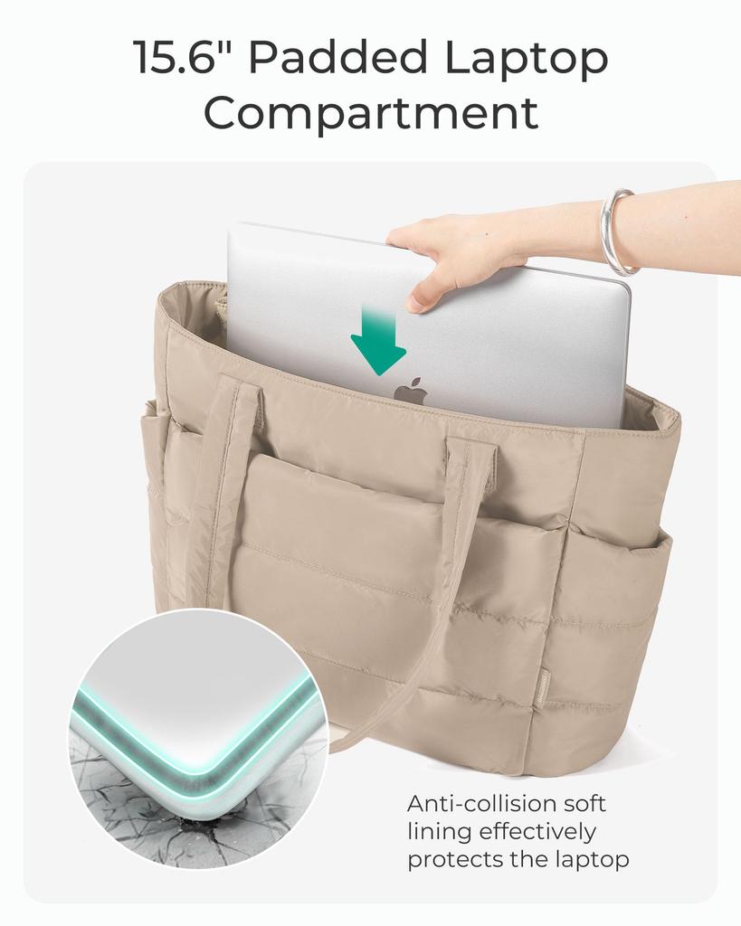 BAGSMART Puffy Tote Bag with Large Travel Perfect for Travel and Camel Women's Dividers, Lightweight, Capacity, Multi-Storage, Bag, Commuting,