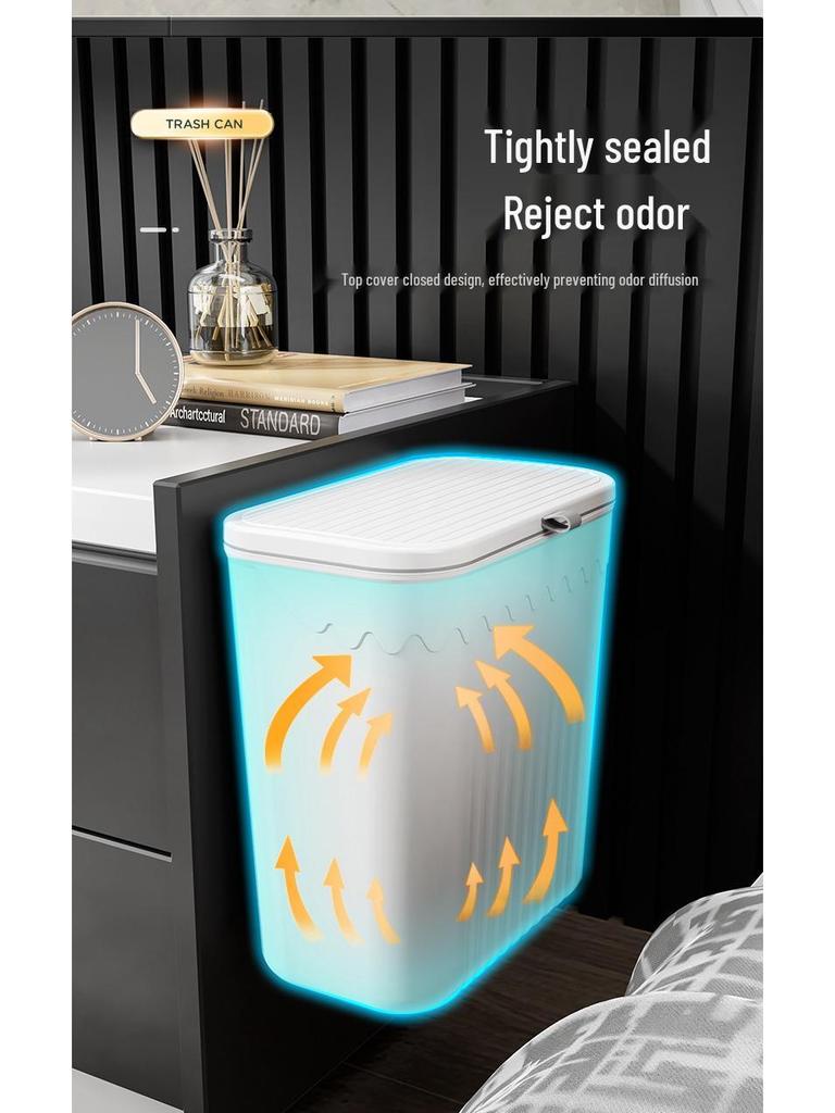 Wall-Mounted Sliding Lid Trash Can for Kitchen, Bathroom, and Living Room