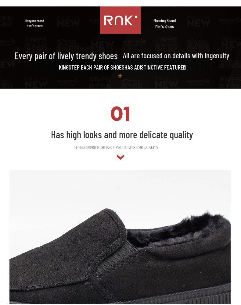 Men's Winter Fleece-Lined Canvas Loafers - Slip-On, Warm Casual Shoes
