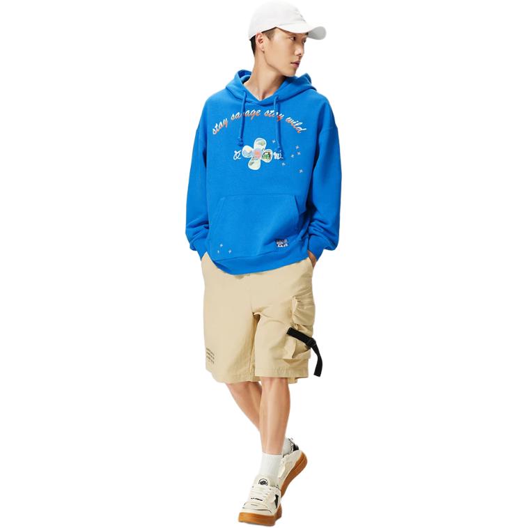 Li Ning Sweatshirts Unisex Blue Hooded Moderate Regular AWDS565-1
