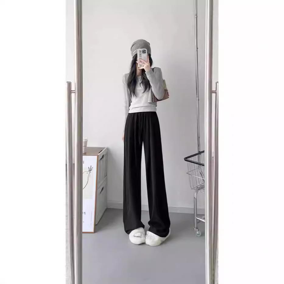 

Slimming Loose Straight Leg Wide-Leg Autumn Winter Pants L