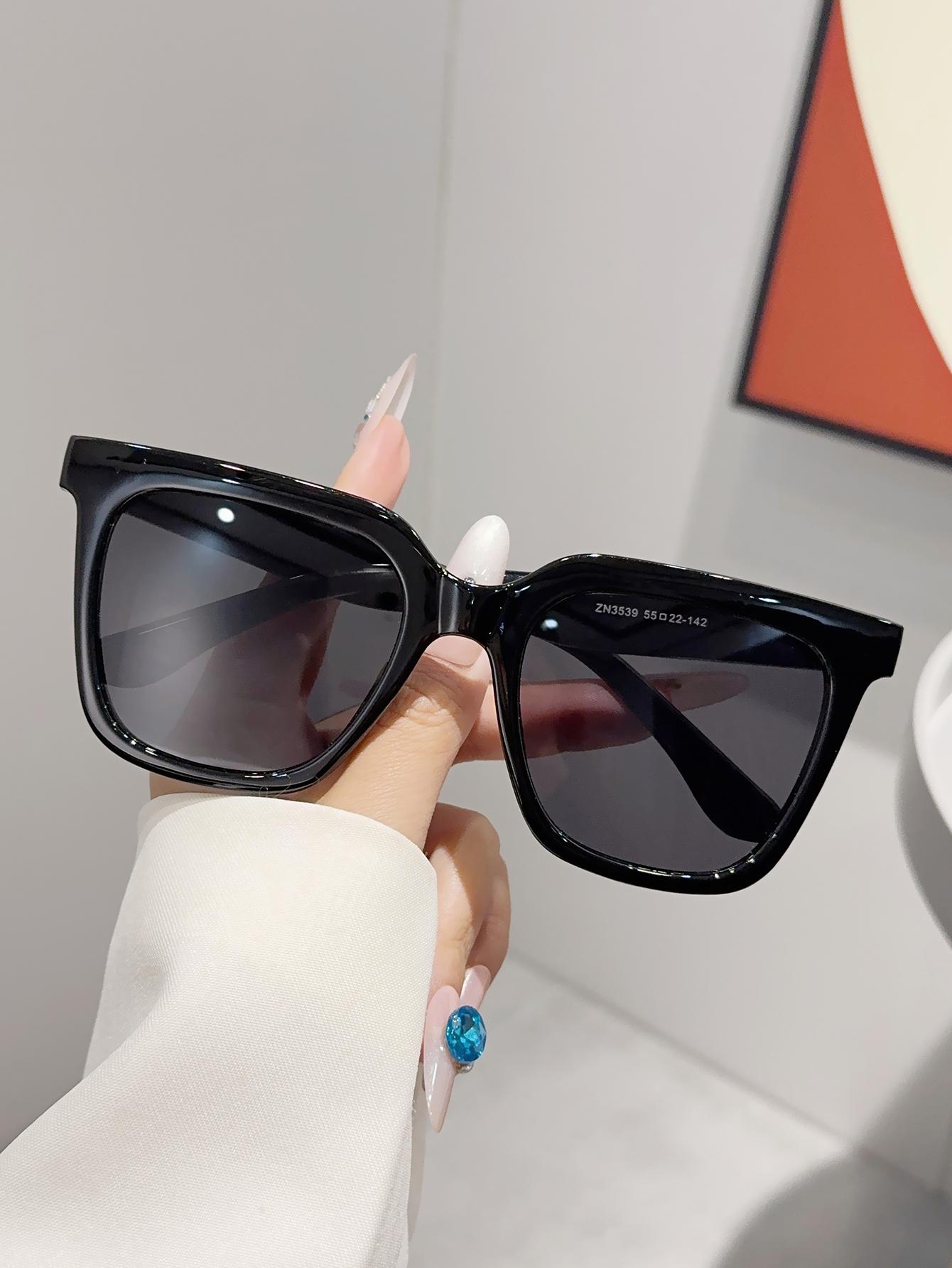 1Pc European and American Fashion Trendy Large-Frame Rectangular Glasses Casual Simple Black Glasses Fashion Wear Daily Accessor