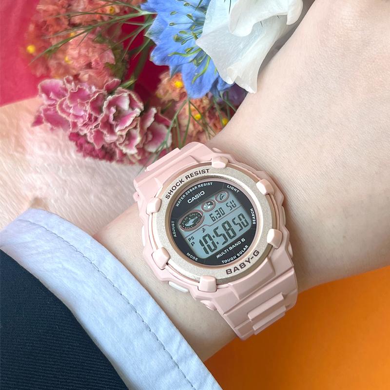 

CASIO 200 meters waterproof solar Quartz resin strap female gray dial BGR-3003NC-4 серый