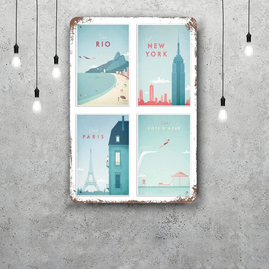 city Retro Vintage Tin Sign Poster Decorative Plaque Metal Plate Wall Decor