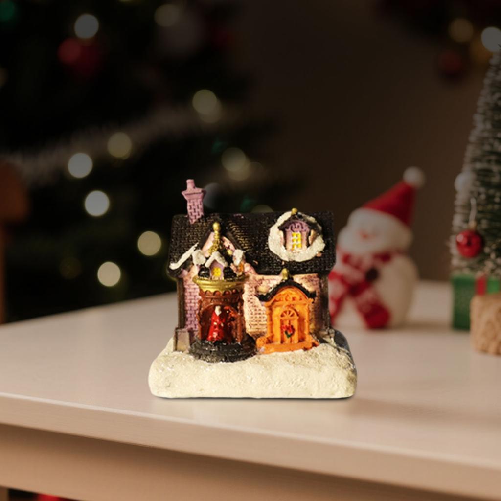 Christmas Decorations Resin Small House Micro Resin House Christmas Creative Luminous Small House