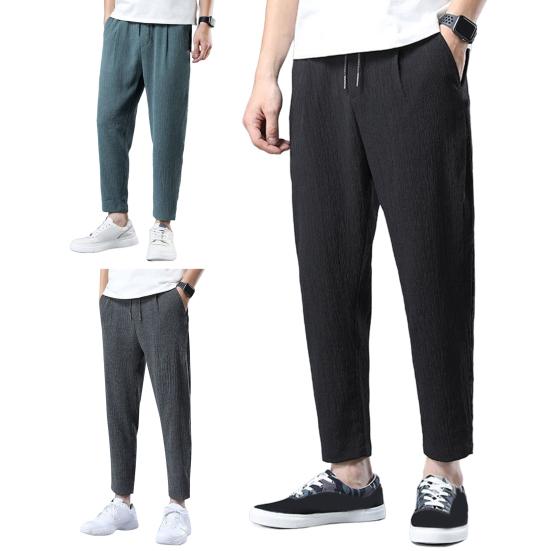 Pánské devítinové kalhoty Stahovací šňůrka Elastický pas Rovná nohavice Volné Jednobarevné Kapsy Nadměrná velikost Denní nošení Ležérní Sportovní kalhoty Dlouhé tepláky