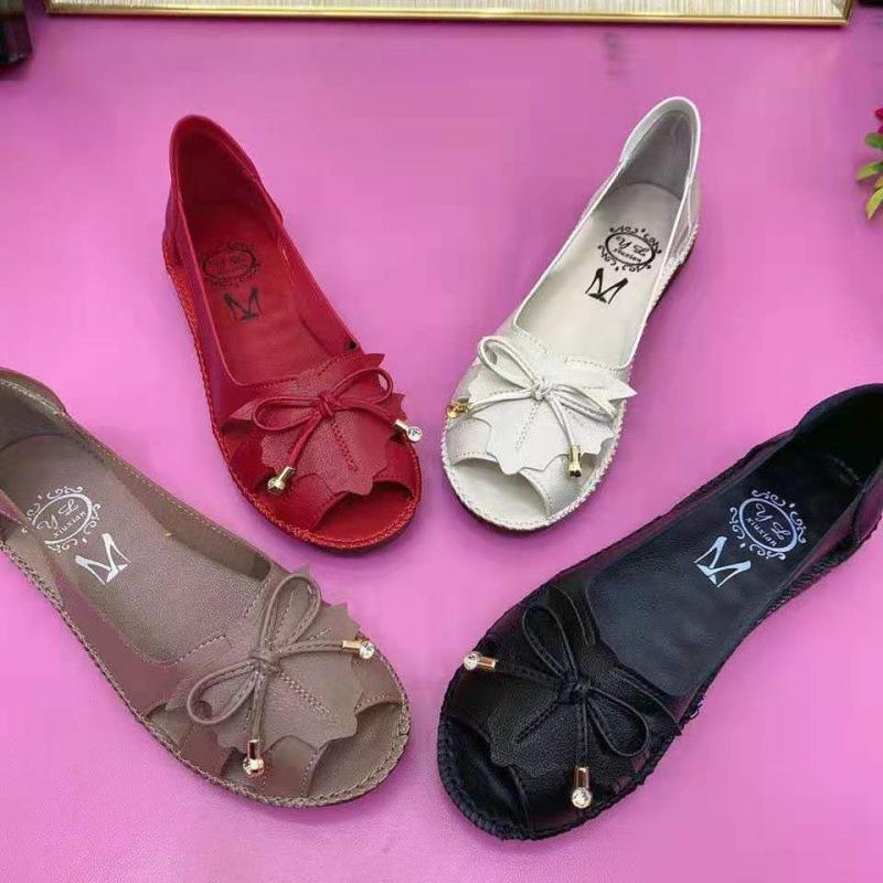 Summer Comfortable Women's Sandals Soft Bottom Fish Mouth Hollow Out Shoes Breathable Slip-On Sandals Tassel