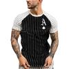 Men's Street T-shirt Vintage Tee Summer Male 3d Stripe Print Short Sleeve Tops Everyday T Shirt Oversized Clothing Shirt Man Hot