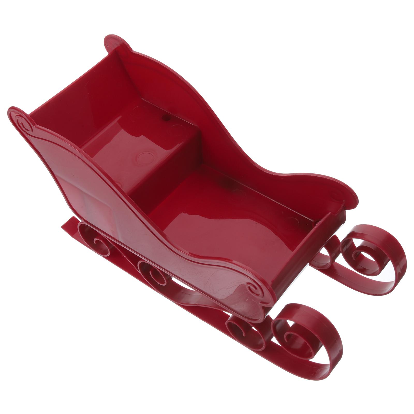 Simple Sled Car Plastic Christmas Sleigh Ornament Christmas Tree Hanging Sleigh Charm Christmas Sled Car Decorative Ornaments красный