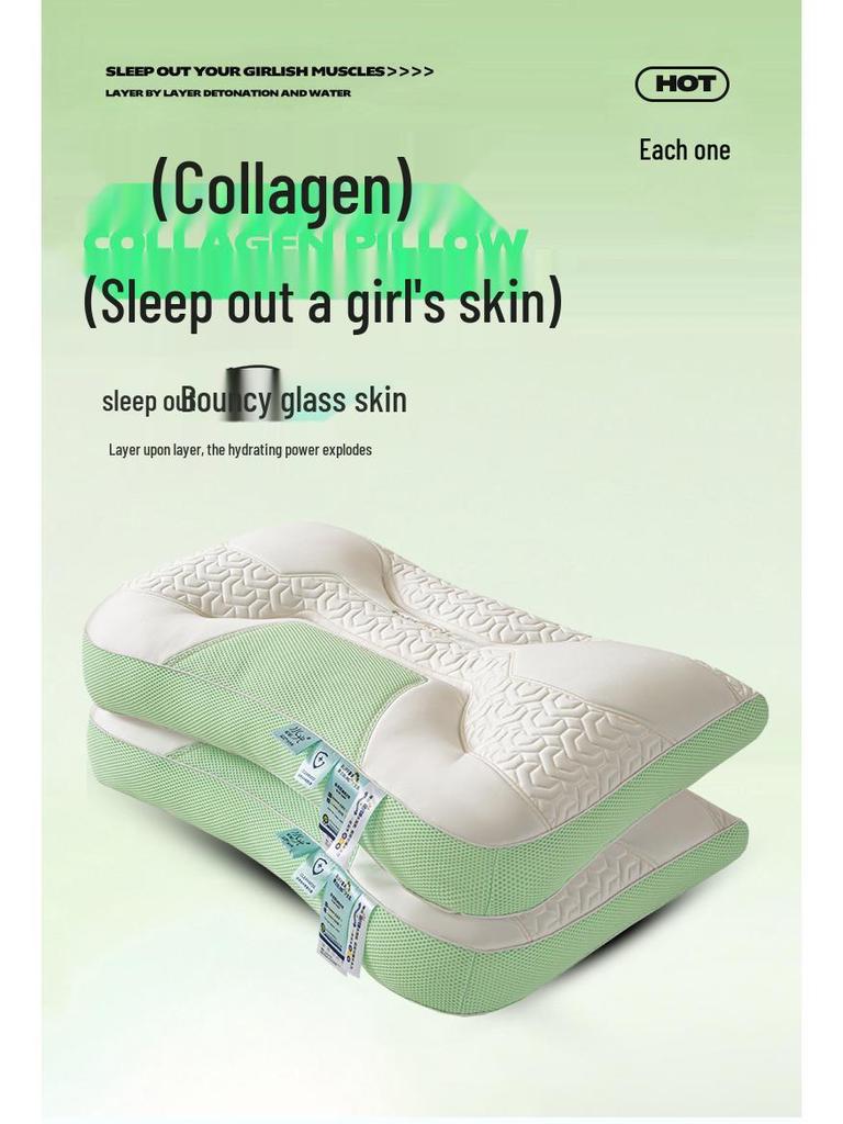 Set of 2 Anti-Traction Latex Neck Support Pillows for Adult Sleep, Universal for Dormitory Use