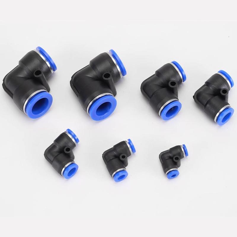 10 Stück Pneumatik-Verbinder PV 4mm 6mm 8mm 10mm 12mm Winkelrohr Luftschlauch-Verbinder Push-In Schnellkupplung