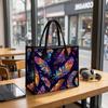 Bohemian Colorful Feather Pattern Large Tote Bag Portable Casual Daily Shoulder Handbag for Outdoor Shopping Travel