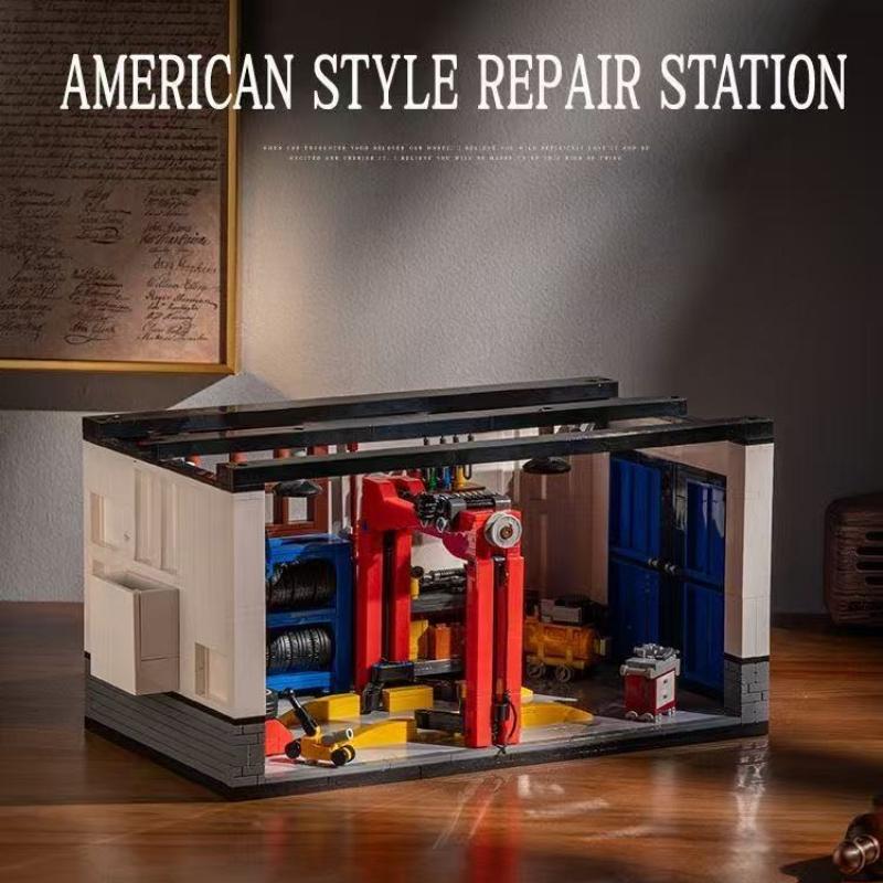 MOC City Speed Racing Sports Car repair Garage Building Blocks Construction DIY Assembly Bricks Toys for Kids Adults Boys Gifts