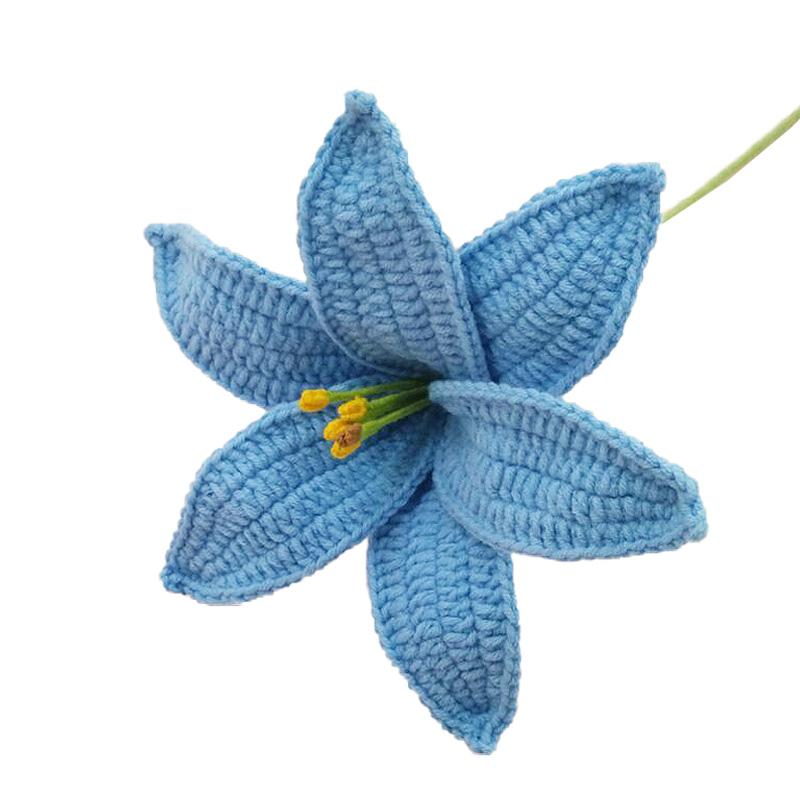 1PC Simulation Artificial Flowers Birthday Gift Crochet Cotton Home Decor Hand Woven Lily Crochet