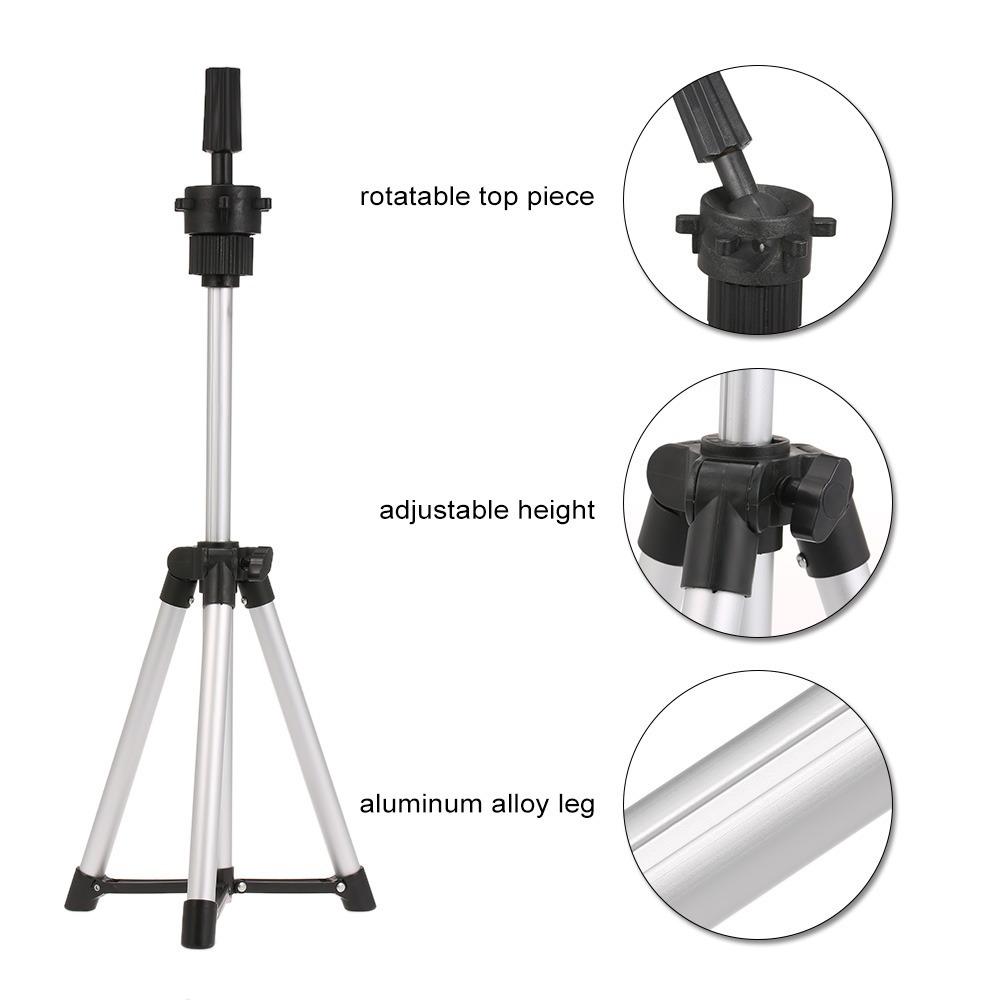 Adjustable Height Wig Stand Tripod Aluminum Alloy Wig Tripod Stand For Hair Salon
