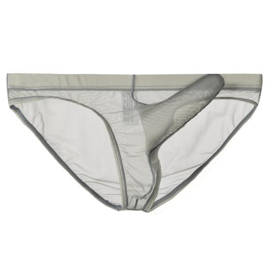 Men Briefs Mesh Elephant Nose Close Fit Mid Waist Transparent See Through Stretchy Panties for Honeymoon