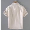 Men's Cotton Linen Short-Sleeved Shirt Summer Streetwear Plain Color Stand Collar Casual Beach Style plus Size M-3XL