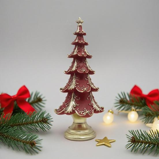 Yousheng Christmas Tree Tree Figurine Xmas Ornament Resin Snowy Tabletop Decor Elegant Holiday Centerpiece for for Home Living Room Bookshelf