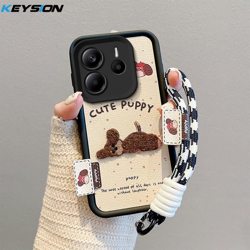 

KEYSION Мультяшный Милый Плюшевый Вышитый Чехол для Redmi Note 14 5G со Шнурком Противоударный Чехол для Телефона для Xiaomi Redmi Note 14 4G for Redmi Note 14