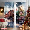 2pcs 2D flat printing Merry Christmas Popular Drapes Christmas Train Versatile Polyester Without Electricity Holiday Decorations
