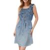 Women's Fashion Sleeveless Round Neck Printed Decorative Button Double Pocket Lace-up Dress