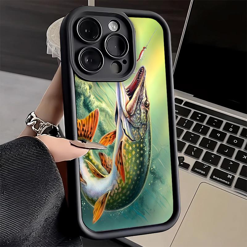 Phone Case for iPhone 17 Air 16E 15 16 Pro Max Carp Fish Fishing Rod Cover 14 Plus 13 12 Mini Soft Shell Silicone Fundas