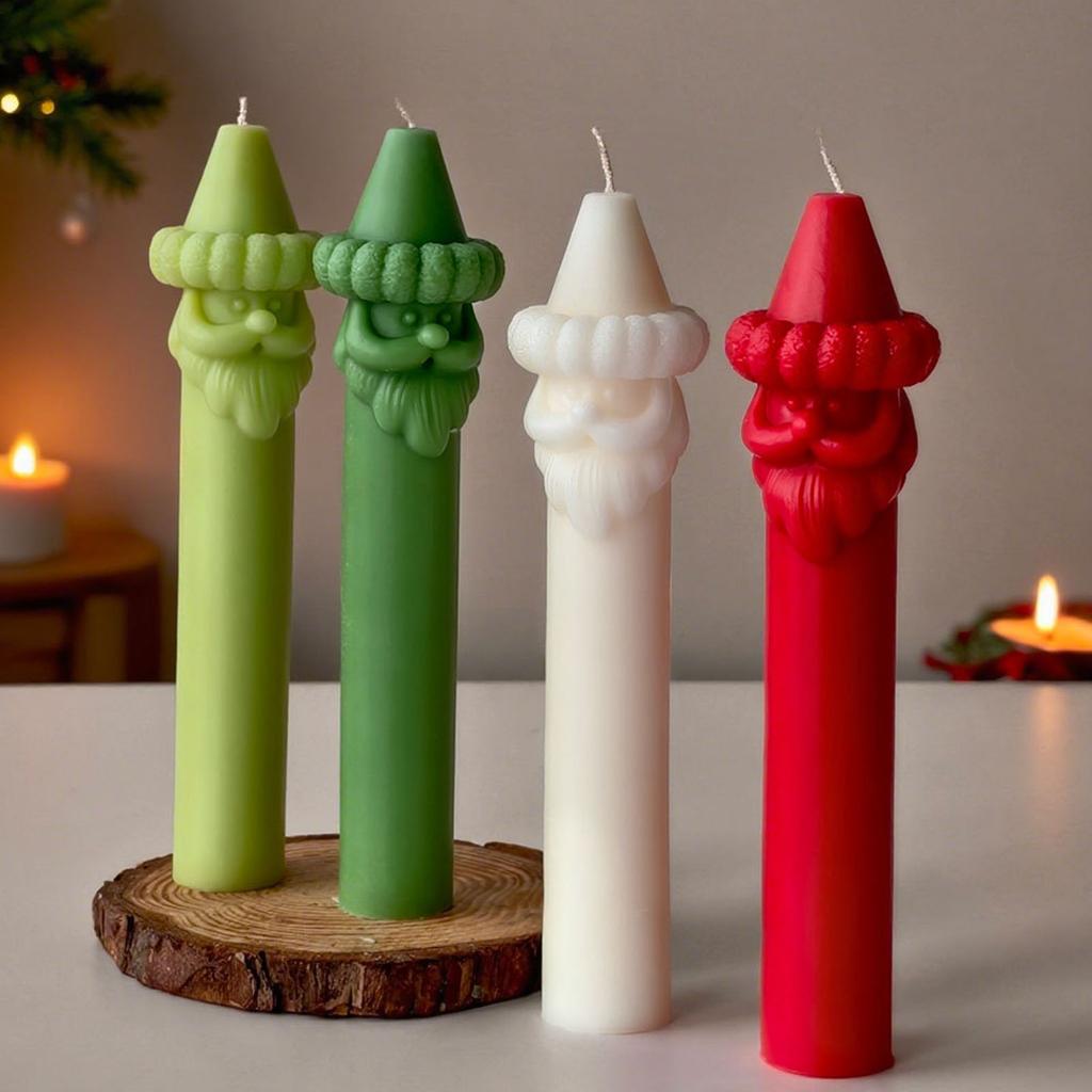 Santa Clause Pillar Candle Silicone Mold For Holiday Decoration Christmas Candle Silicone Mold for Making Candle Soap