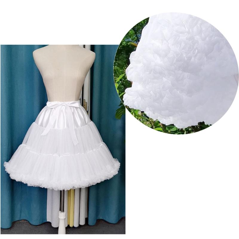 Damen Lolita Pompon Rock Reifrock Krinoline Kleid Unterrock Slip Tutu Hochzeit Ballkleid Hochzeitsaccessoires
