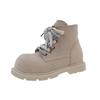 Big Round Toe Low Heel Single Shoes Autumn New Lace-Up Front Suede Anti-Slip Wear-Resistant Shoes