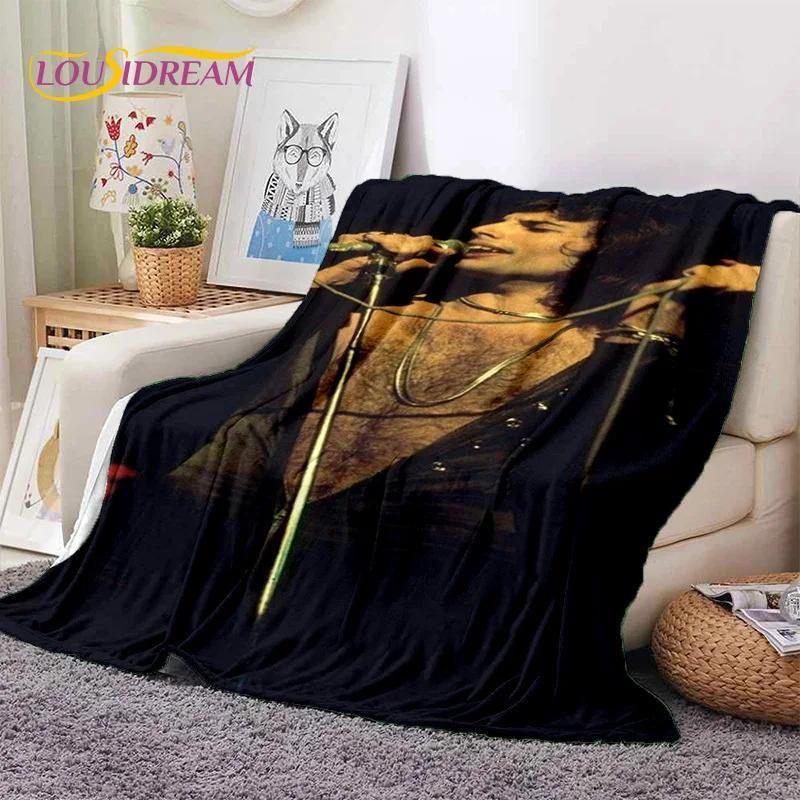 Klassiker Queen-Rockband Freddie Weiche Flanelldecke für Betten Schlafzimmer Sofa Picknick, Überwurfdecke zum Zudecken Outdoor-Freizeit Geschenk