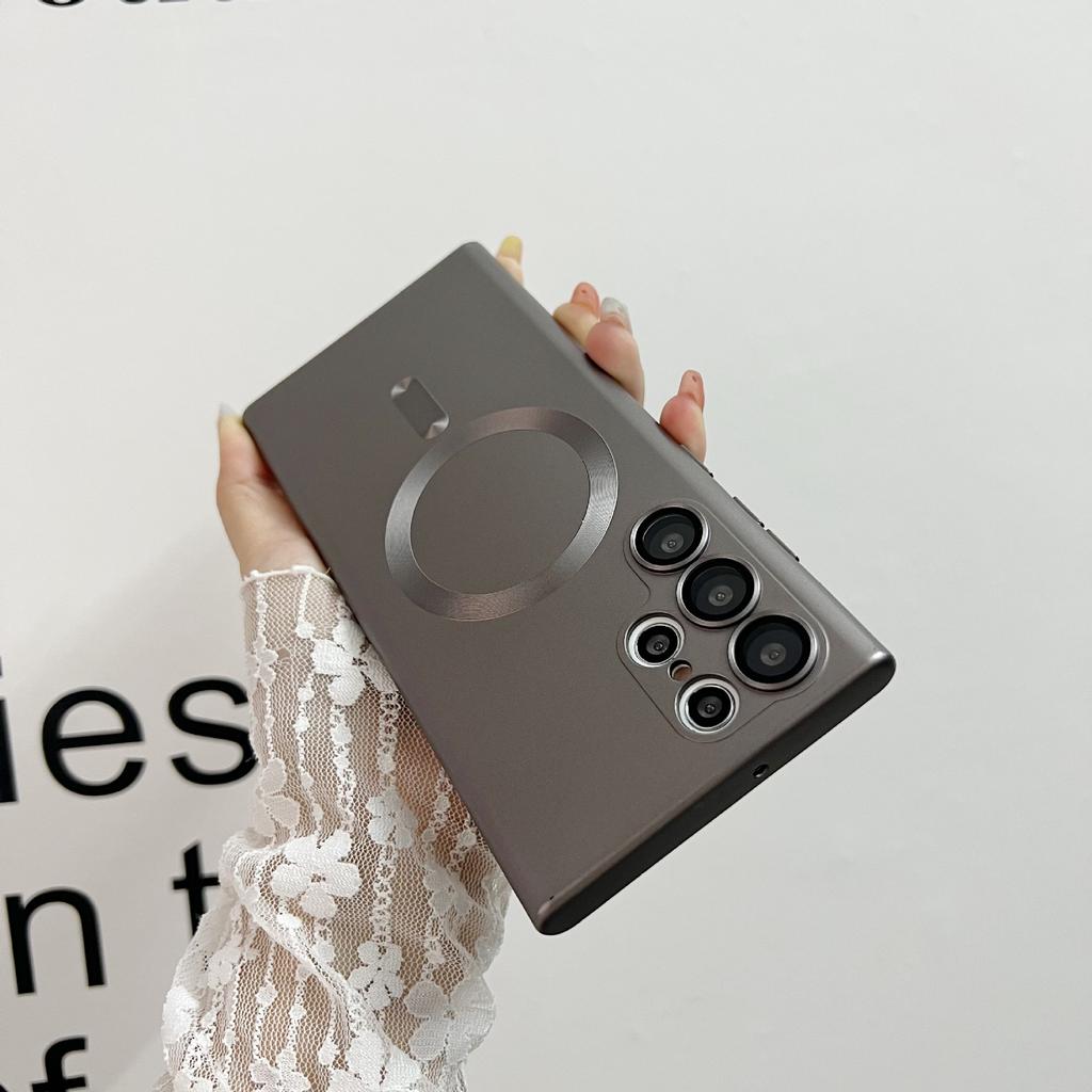 Suitable for Samsung S24ultra Mobile Phone Case Comes with Lens Film S21S22S23 Silicone Magnetic Absorbing New Soft Case