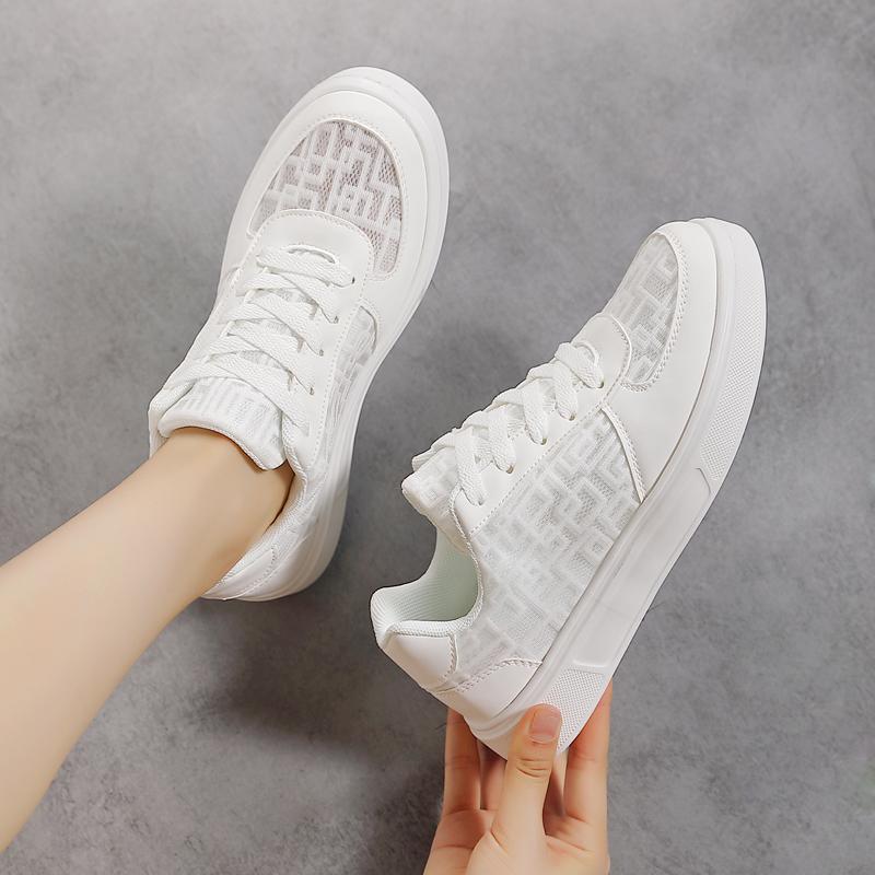 TUINANLE Damenschuhe, geometrisches Netzgewebe, atmungsaktiv, lässige Turnschuhe, Mädchen, rutschfeste Plateauschuhe
