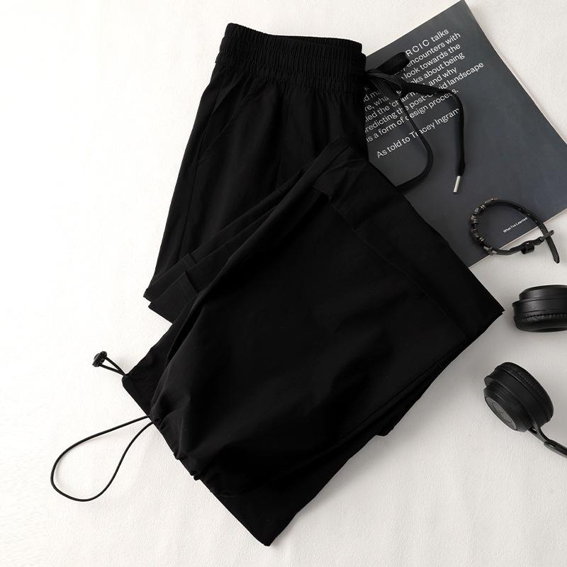 Work Pants for Women New Summer Thin High Waist Loose Straight Wide-leg Pants Casual Retro Sports Pants
