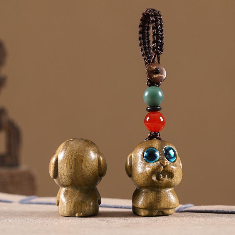 Twelve Zodiac Animal Charms Green Sandalwood Set: Rat, Ox, Tiger, Rabbit, Dragon, Snake, Horse, Sheep, Monkey, Rooster, Dog, Pig.