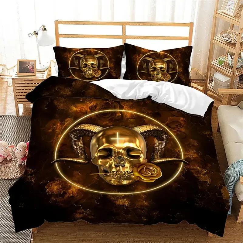 Death Butterfly Gothic Skull Duvet Cover Set Butterflies Skeleton Halloween Bedding Sets Ombre Hippie Comforter Cover King Size