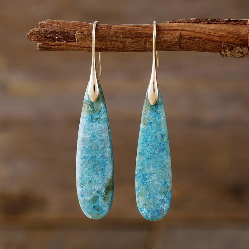 High quality light luxury long water drop natural stone exaggerated earrings earrings popular niche jewelry