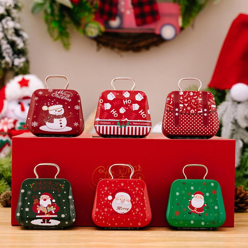 Cutie de tablă de Crăciun, forme de biscuiți, cutii de Crăciun, 6 buc, borcane pentru bomboane, recipient pentru biscuiți, cutii pentru biscuiți, cutie de tablă, recipient pentru depozitarea alimentelor pentru