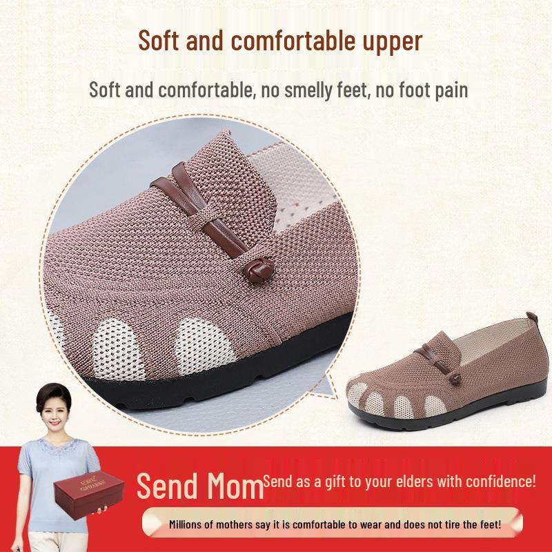 New Style Non-Slip Soft Sole Flat Shoes for Middle-Aged & Elderly Women - Spring/Autumn Comfort Shoes