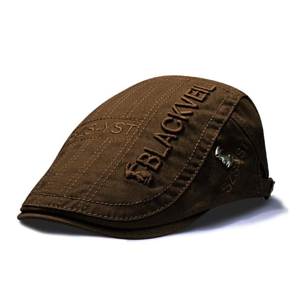 Vintage Adjustable Men Beret Rabbit Embroidery Sunscreen Newsboy Cap Breathable Flat Cap Casual Wear кофейный