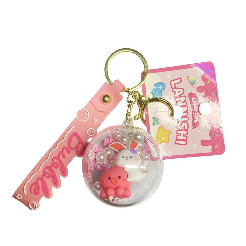 Mengqu Ball Paradise Bunny Keychain Creative Cute School Bag Pendant Delicate Small Jewelry Girls Keyring