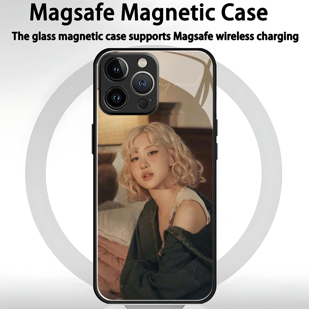 INS R-ROSIES Phone Case For iPhone 17 air 16 e 15 14 13 12 11 Plus Mini Pro Max Glass Magnetic Case