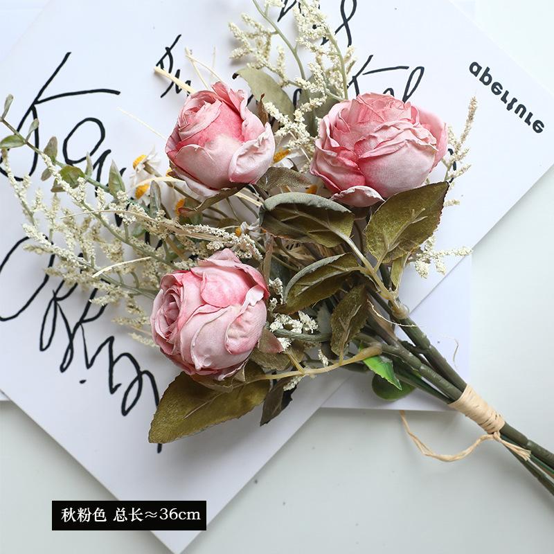 Rose Bouquet Retro Flower Bouquet Artificial Flowers Table Decoration Fake Flowers For Wedding Home Table
