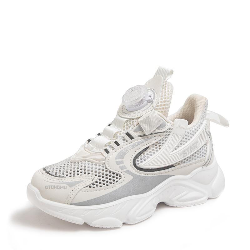 New Style Rotating Buckle Mesh Breathable Running Shoes for Boys and Girls In Spring, Summer and Autumn